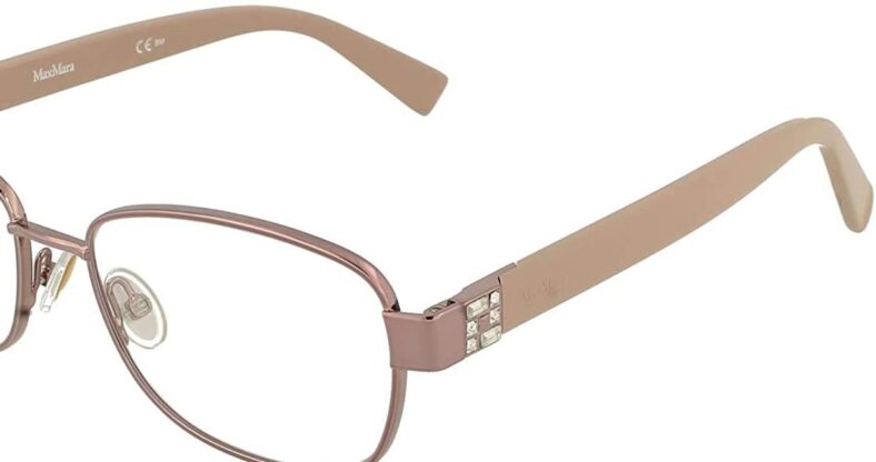 MaxMara rose gold eyeglasses with crystals.