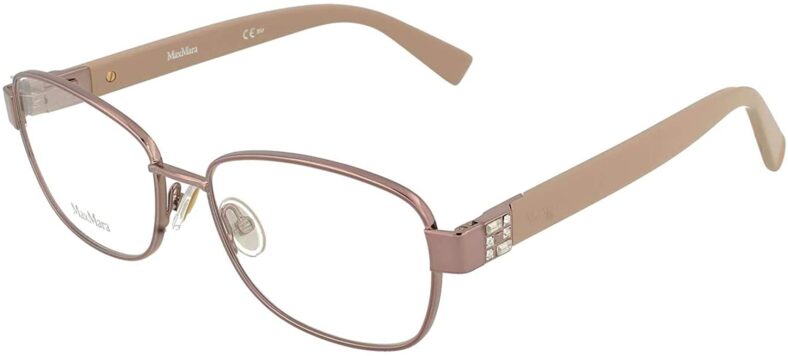 MaxMara rose gold eyeglasses with crystals.
