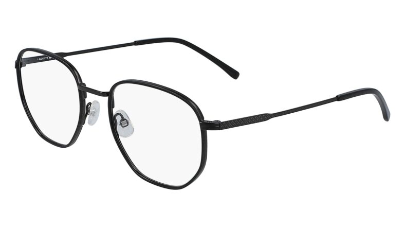 Black Lacoste metal frame eyeglasses.
