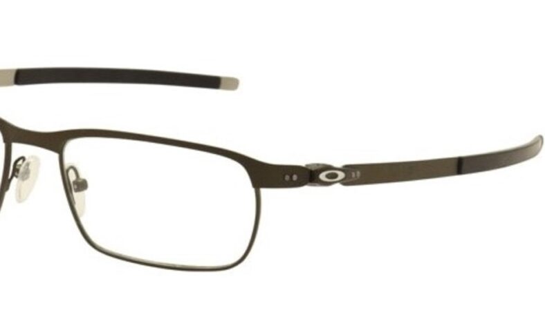 Brown Oakley metal frame eyeglasses.