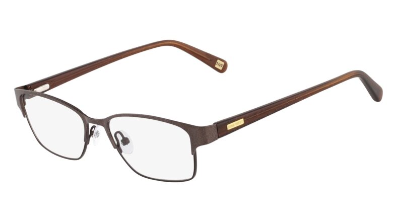 Brown Nine West metal frame eyeglasses.