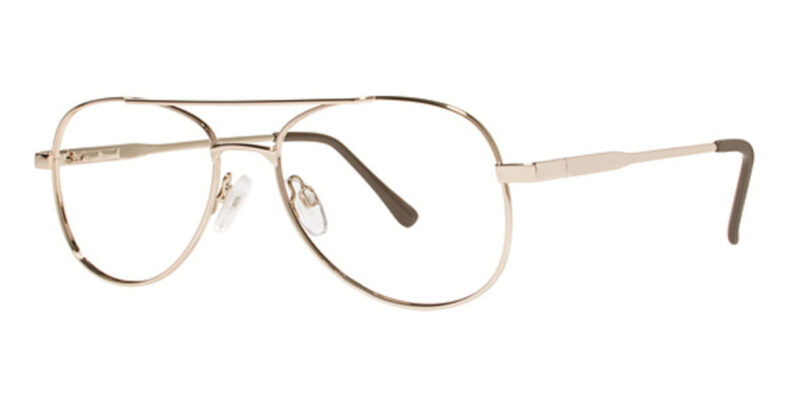 Gold aviator-style eyeglasses frame.