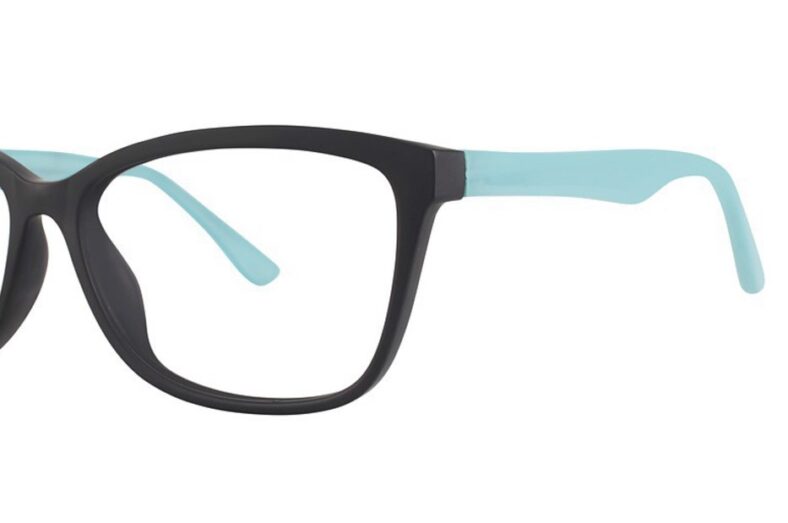 Black and teal eyeglass frames.