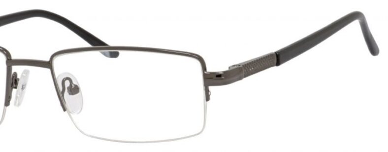 Dark gray metal frame eyeglasses.