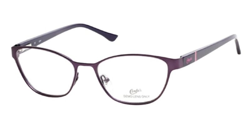 Purple cat-eye eyeglasses frame.