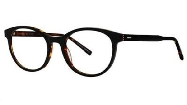 Brown tortoiseshell round eyeglasses.