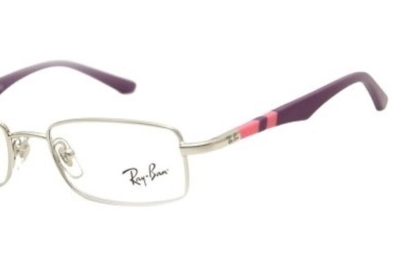 Ray-Ban silver and purple glasses.