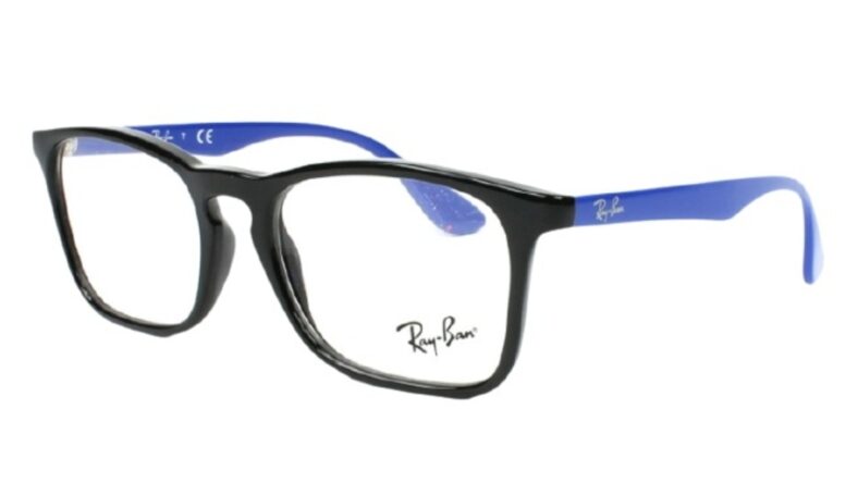 Black and blue Ray-Ban eyeglasses.