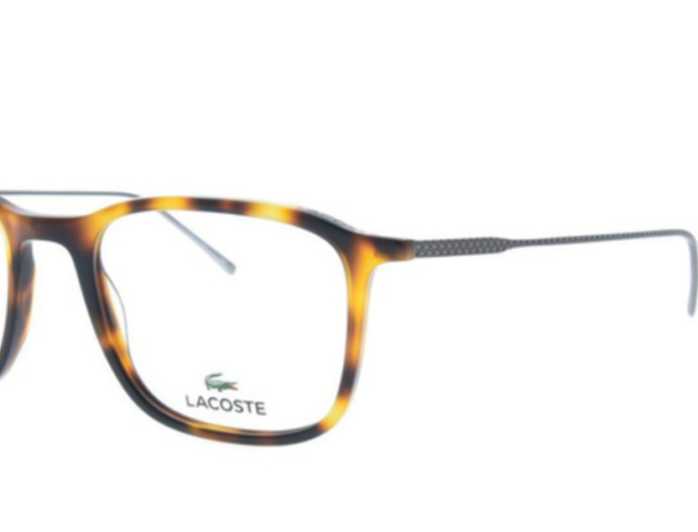 Tortoiseshell Lacoste eyeglasses frame.