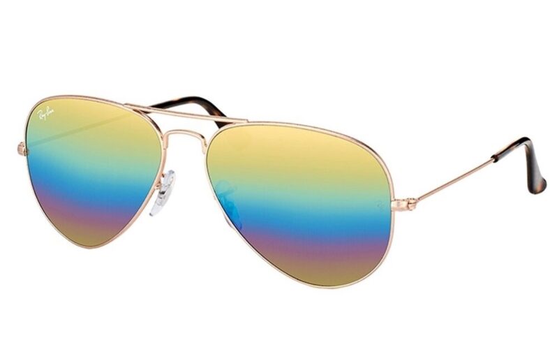 Rainbow Ray-Ban aviator sunglasses.