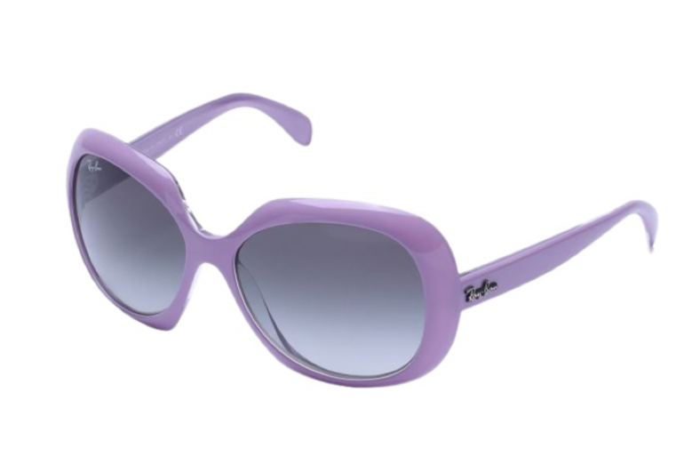 Purple Ray-Ban oval sunglasses.