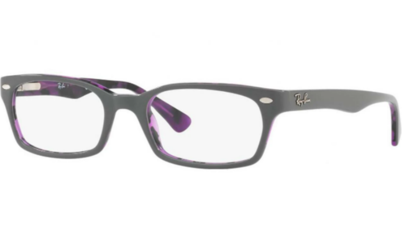 Ray-Ban gray and purple eyeglasses.