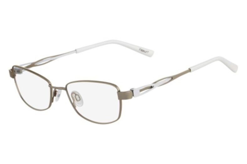 Beige and white metal frame eyeglasses.