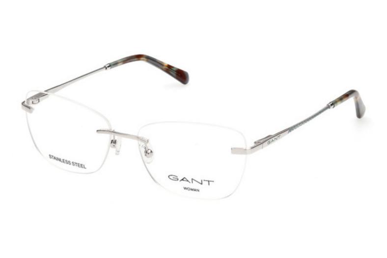 Silver GANT women's rimless glasses.
