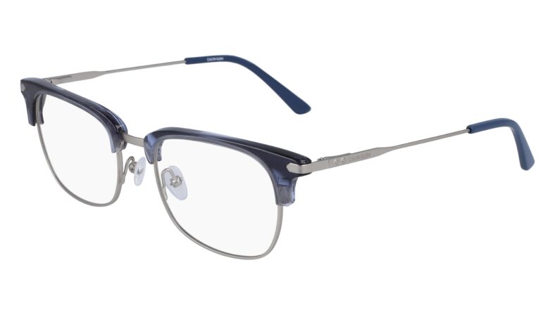 Calvin Klein eyeglasses, blue and silver.